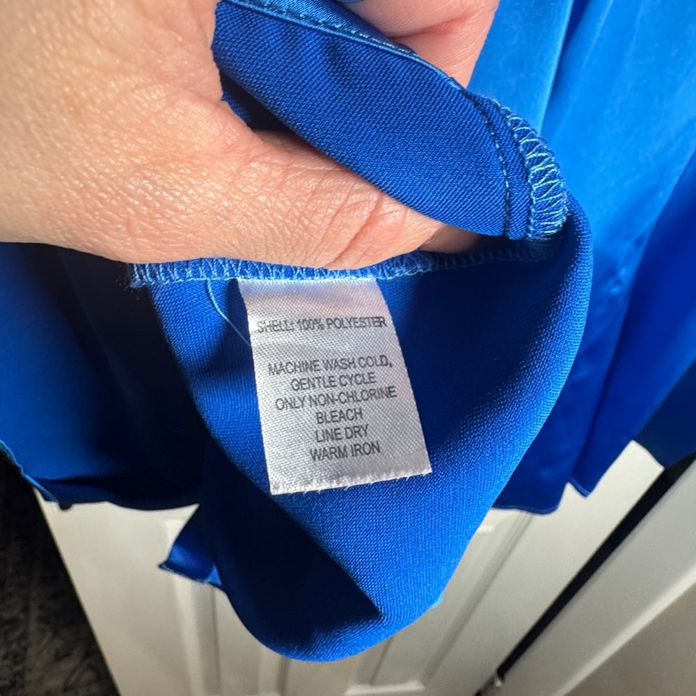 Caroline Constas Royal Blue Satin Button-Down Blouse | US S - Picture 3 of 6